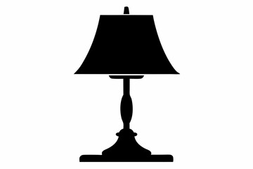Obraz premium Table Lamp With Fabric Shade Silhouette Black Vector Illustration