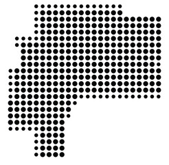 Symbol Map Of the County Ontario (New York, US) showing the County with a few black dots