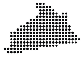 Symbol Map Of the County Schenectady (New York, US) showing the County with a few black dots