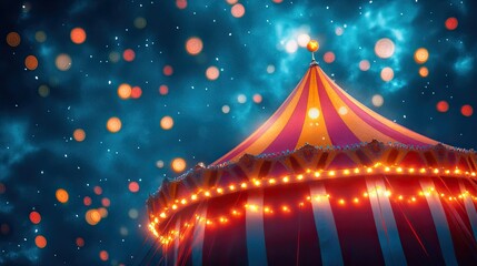 circus, tent, colorful, lights, twinkling, carnival, festive, bright, striped, entertainment, event, fun, celebration, fair, amusement, outdoor, marquee, cheerful, bigtop, night, illuminated, fantasy,