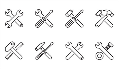 Collection of commonly used hand tools for repairs and DIY projects, illustrated as icons.