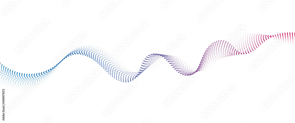 Poster flowing dot wave halftone gradient pattern on transparent background