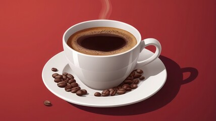 Fototapeta premium cup of coffee with beans