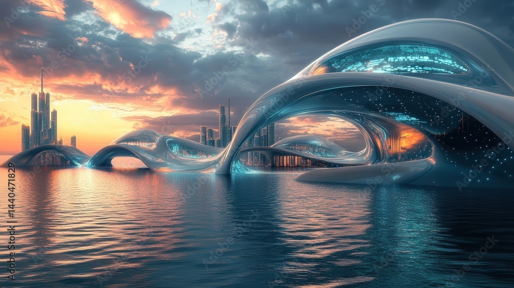 Poster cool waves and light currents creates a dynamic, futuristic scene that pulls the viewer into an ocea