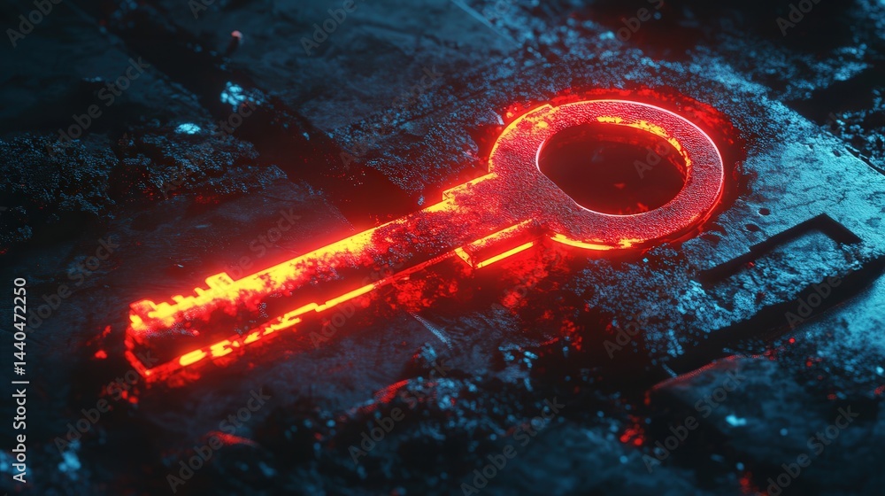Aufkleber digital criminal breaking into a secure system with a glowing red key, representing the ever-evolvin