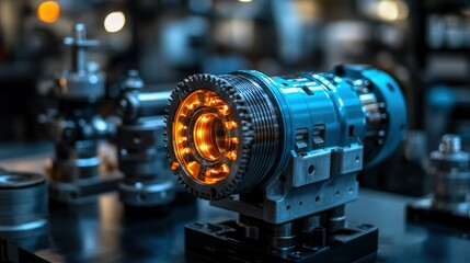 Naklejka premium Close-up of a high-tech industrial gear assembly