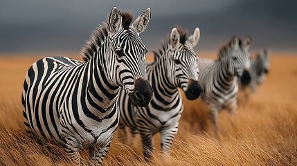 Naklejka premium 躍動感あふれるシマウマの群れ