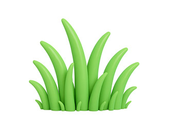 Cartoon-style 3D vibrant green grass patch variations for outdoor, garden, and decorative nature-themed designs on transparent PNG background

