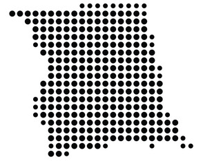 Symbol Map Of the County Montgomery (North Carolina, US) showing the County with a few black dots