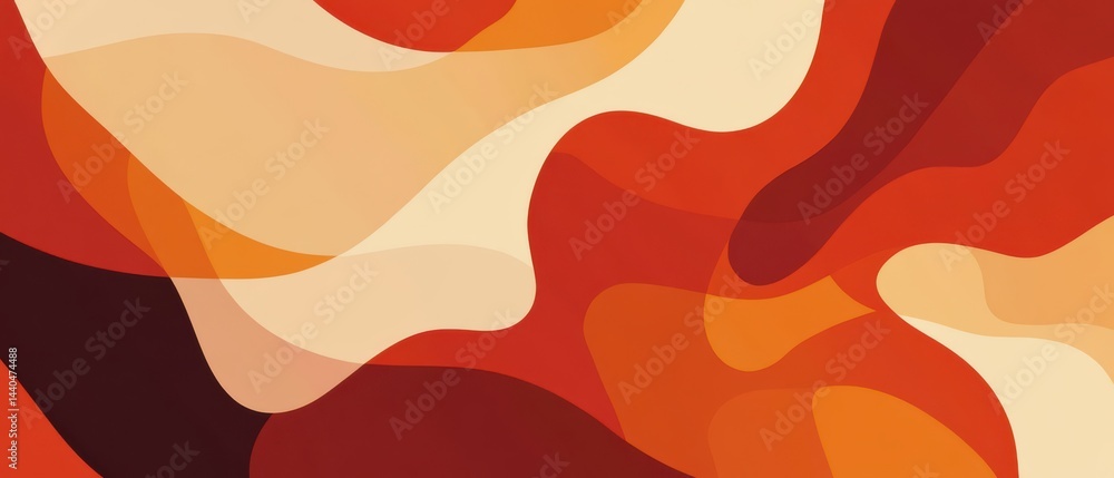 Poster abstract orange and beige flowing shapes background with dynamic fluid design and warm color palette