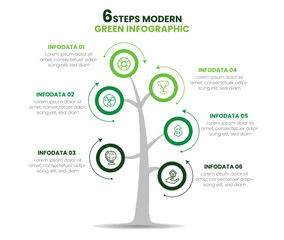 Infographic Template With Tree Ecology Icons For Your Design, Business, And Stage Marketing Presentation Formats.