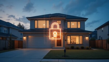 Home Security System Protecting House with Digital Lock