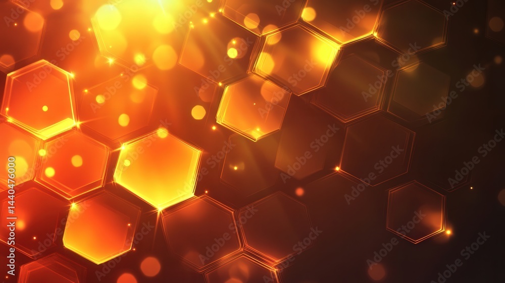 Aufkleber geometric hexagon abstract background with glowing edges and overlapping hexagons, emphasizing depth, complexity, and modern design