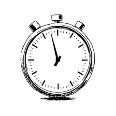 Stopwatch illustration in black and white for time management, with copy space