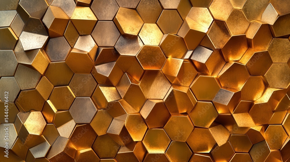 Aufkleber geometric hexagon abstract background with sleek metallic hexagons arranged in a dynamic pattern, illustrating modernity and precision