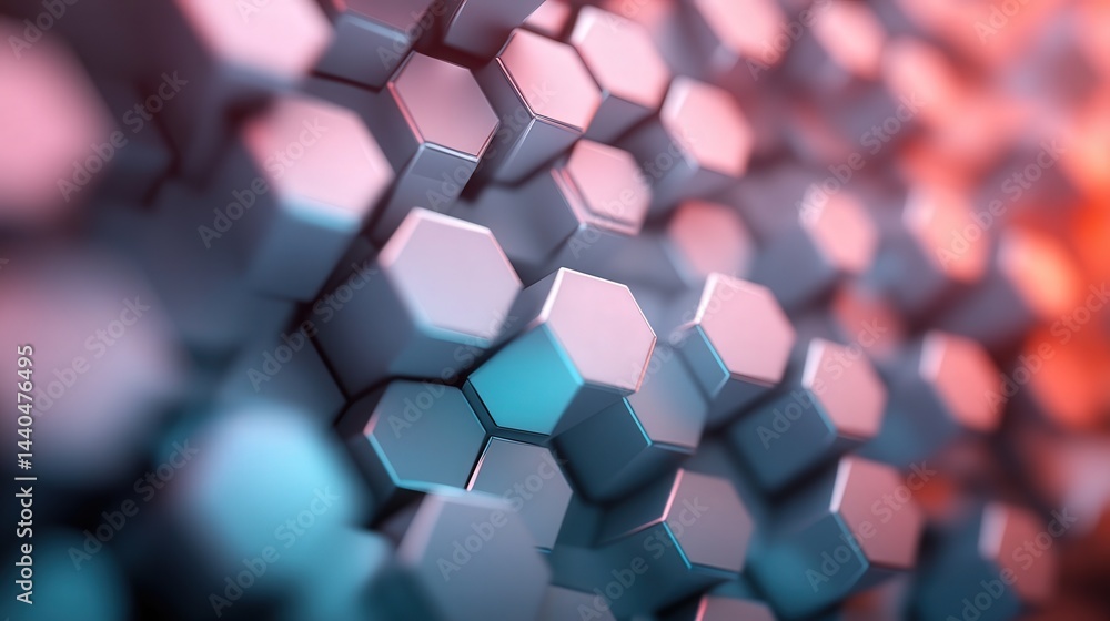 Poster geometric hexagon abstract background with transparent hexagons layered over a soft gradient, giving