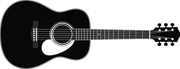 Black acoustic guitar illustration musical instrument string instrument design vector art template