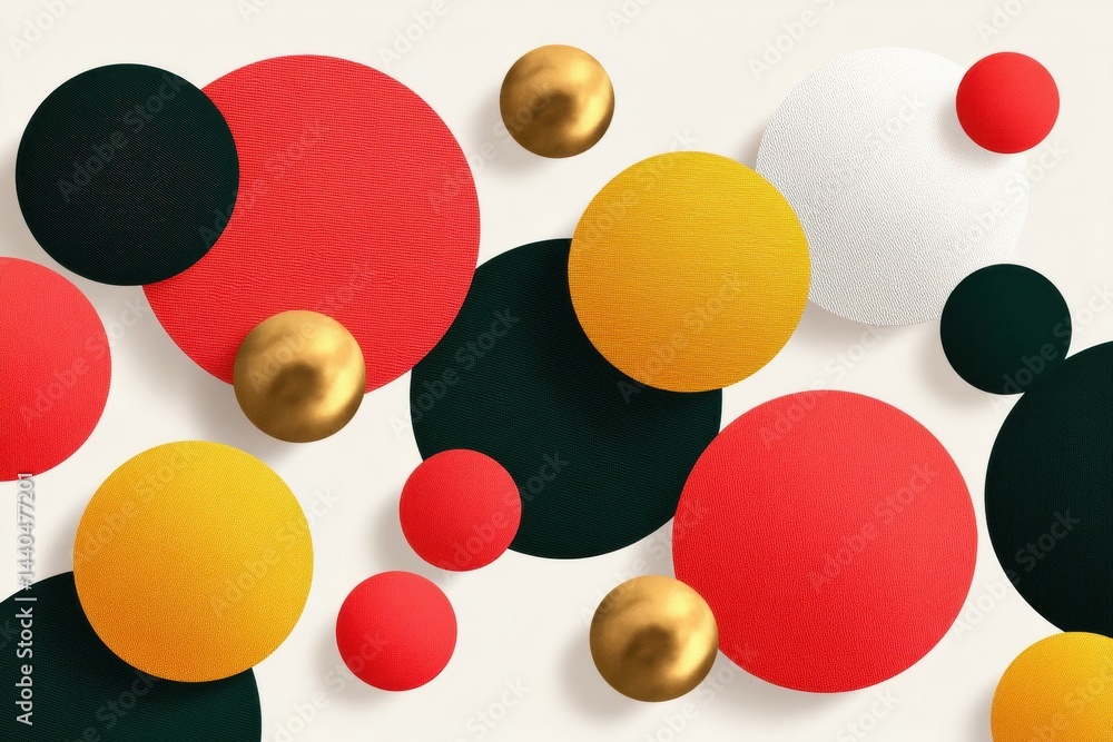 Poster abstract composition of colorful circles and spheres.