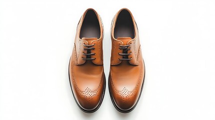 Tan leather dress shoes for men stylish formal footwear fashion accessory on white background product shot