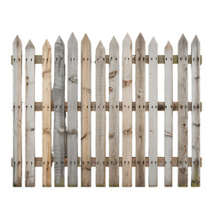 Weathered picket fence with varying wood tones. Perfect for rustic or farmhouse designs.