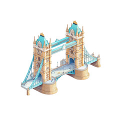 Isometric Illustration of Tower Bridge, London Landmark