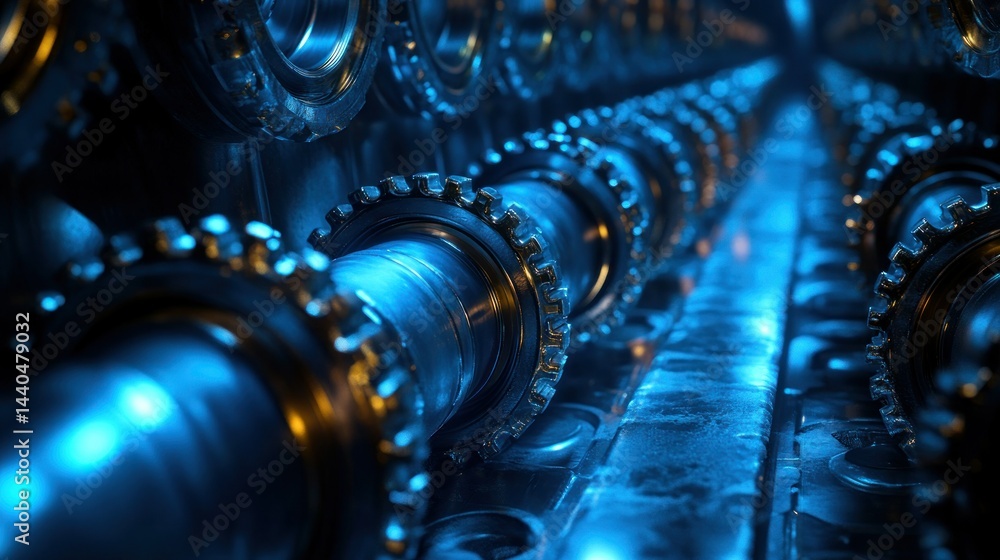 Poster close-up view of complex mechanical components
