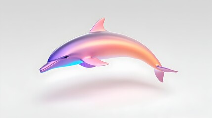 A pastel-colored dolphin leaps gracefully, exhibiting a smooth, iridescent finish against a neutral background