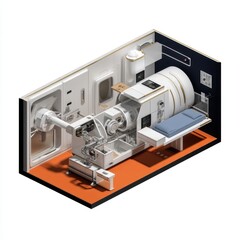 Isometric view of a futuristic medical facility.