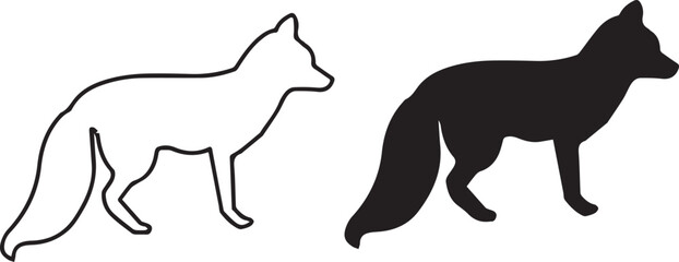 Minimalist dog silhouettes, black and white, side view, simplified shapes, contrasting outlines, geometric animal art, clean lines, vector style, graphic design