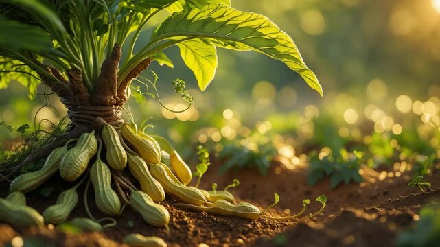 Peanut foliage and roots for feeding rabbits