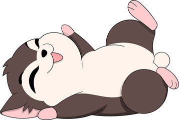 Cute Cartoon Cat Lying on Back Relaxed
