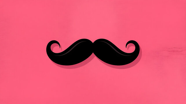 Black mustache on a pink colour background