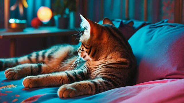 lovable cat showing a serene stance