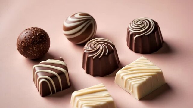 chocolate pralines set against a backdrop