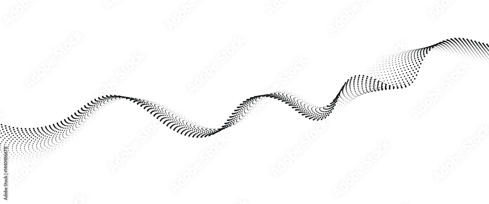 Poster Flowing Dot Wave halftone gradient pattern on transparent background	
