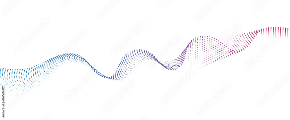 Fototapete flowing dot wave halftone gradient pattern on transparent background