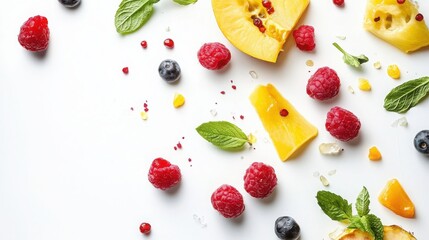 chilled tropical fruit combo isolated with white background