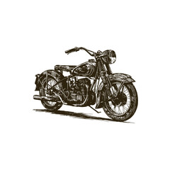 Vintage engraving woodcut retro motorcycle vector illustration art design