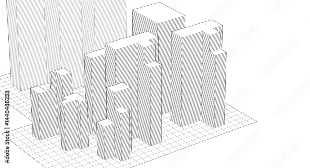 Poster abstract architecture city 3d rendering