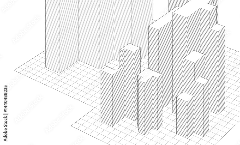Poster abstract architecture city 3d rendering
