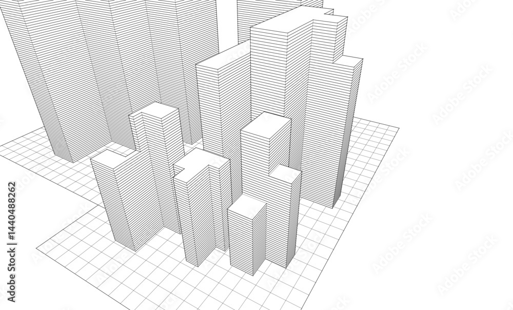Poster abstract architecture city 3d rendering