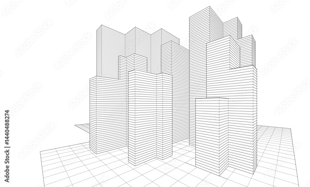 Poster abstract architecture city 3d rendering