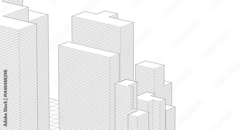 Aufkleber abstract architecture city 3d rendering