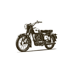 Fototapeta premium Vintage engraving woodcut retro motorcycle vector illustration art design