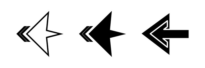 A simple vector icon set depicting arrows, ideal for navigation, direction, and user interface designs.