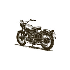 Vintage engraving woodcut retro motorcycle vector illustration art design