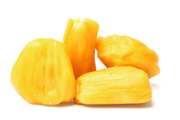 Ripe jackfruit pulp. isolated on white background.