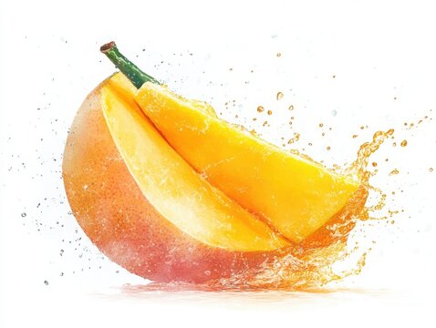 recommend clip art: citrus mango water splash isolated with white background