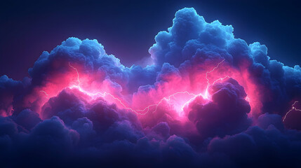 Dramatic night sky clouds with lightning