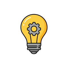 Light Bulb with Gear Symbolizing Innovation and Ideas  